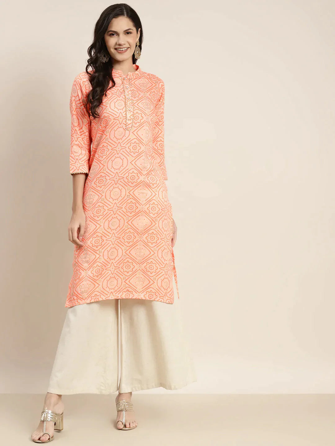 Women's Printed Gotta Patti Kurta - Taantav