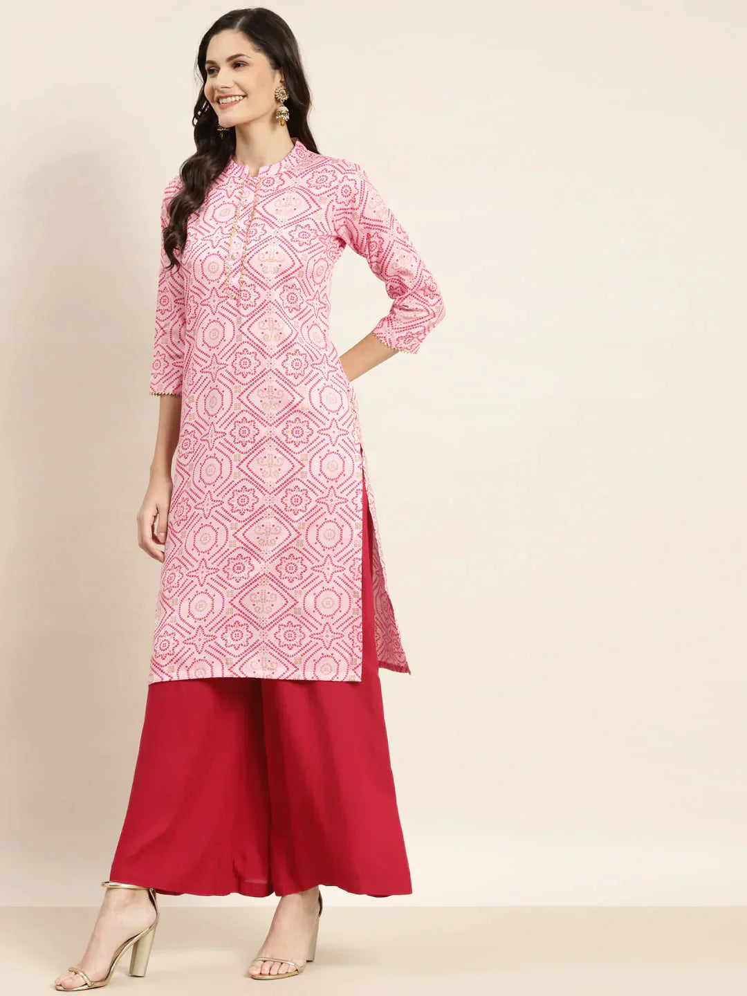 Women's Printed Gotta Patti Kurta - Taantav