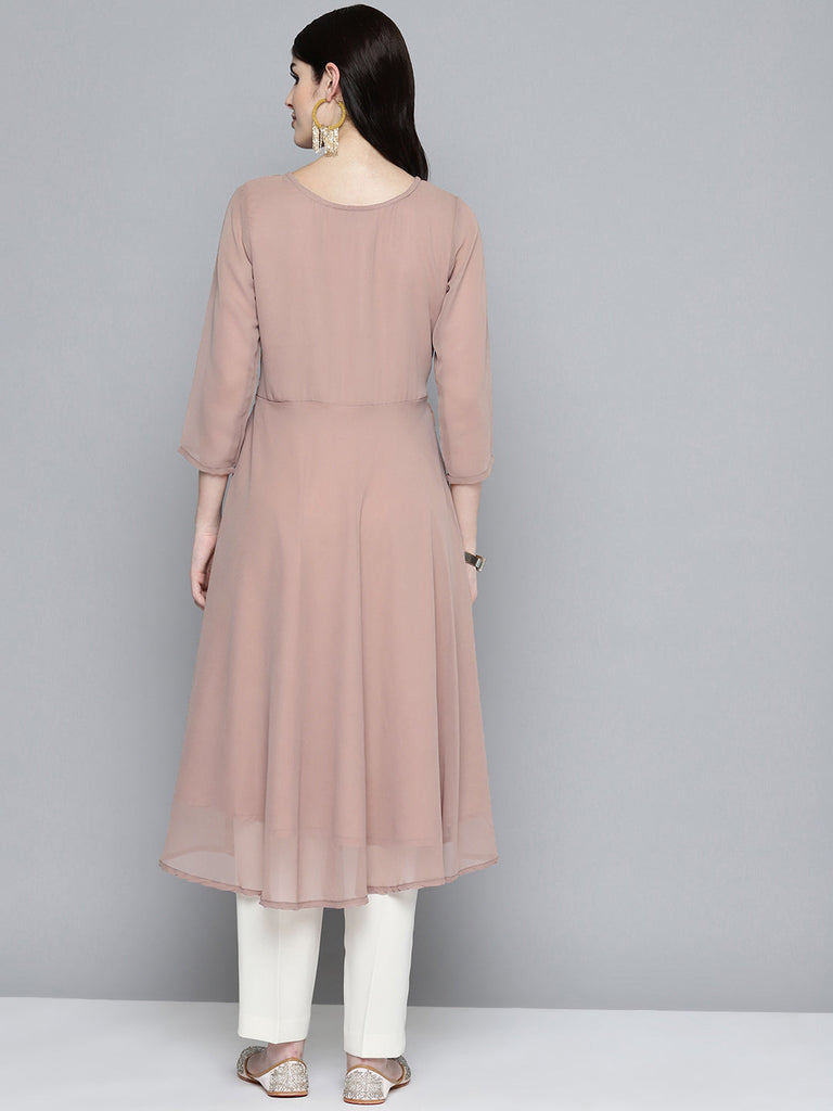 Women's Embroidered yok flared georgette kurta