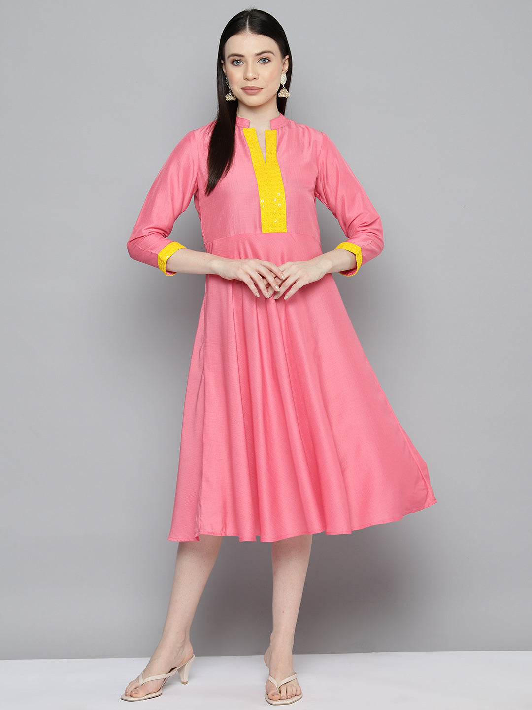 Women's Sequin work, flared ethnic dress - Taantav