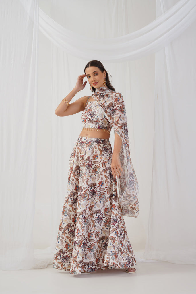 Women's Printed Beads & Stones Ready to Wear Lehenga & Blouse With Dupatta