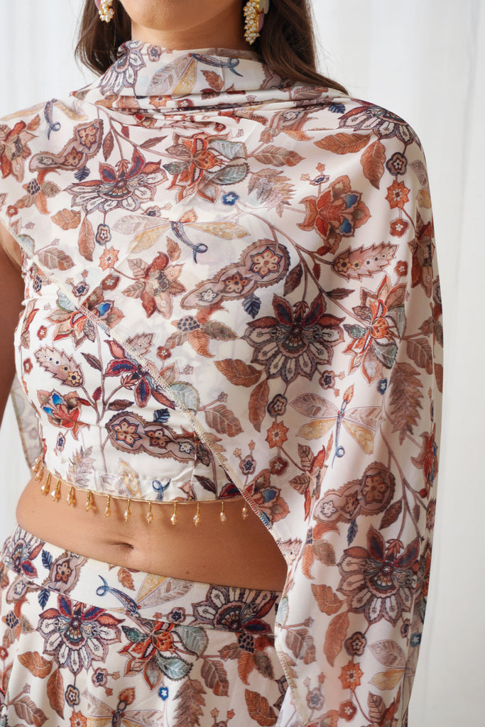 Women's Printed Beads & Stones Ready to Wear Lehenga & Blouse With Dupatta