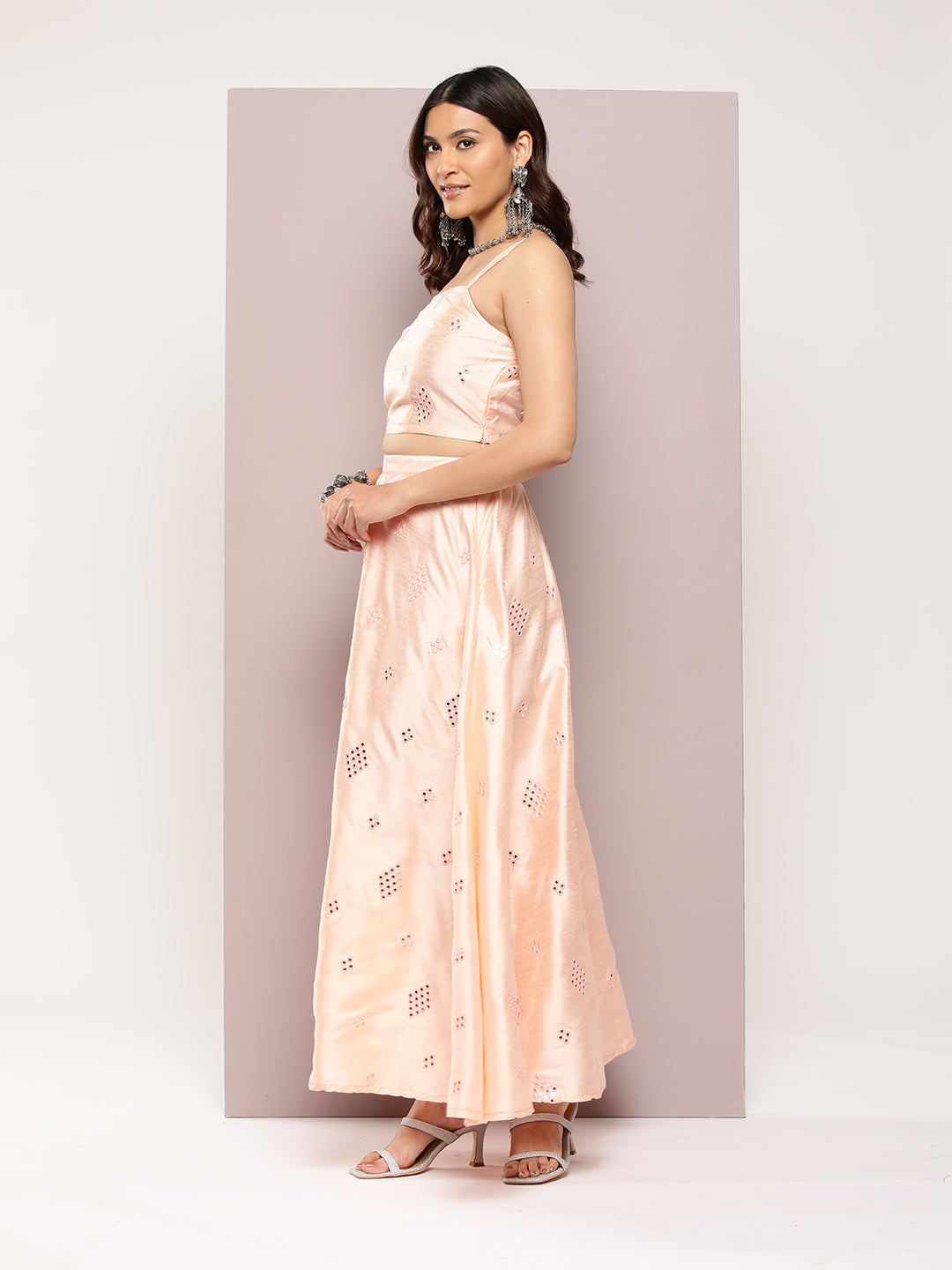 Women's Mirror Work Lehenga Choli With printed Organza dupatta