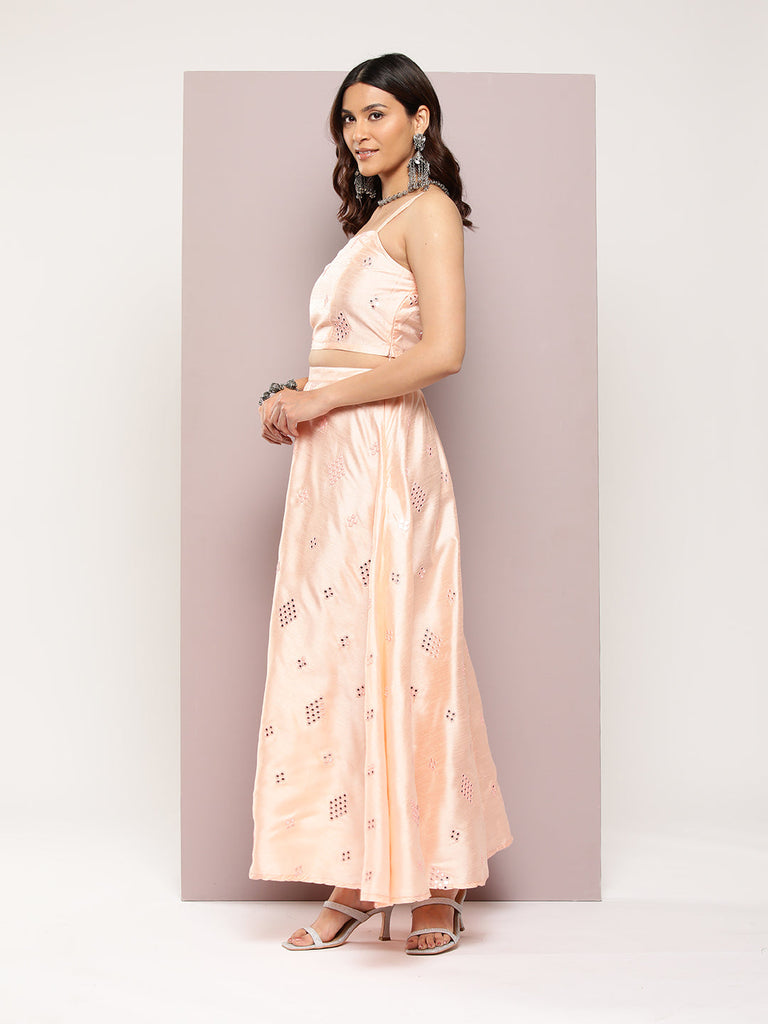 Women's Mirror Work Lehenga Choli With printed Organza dupatta