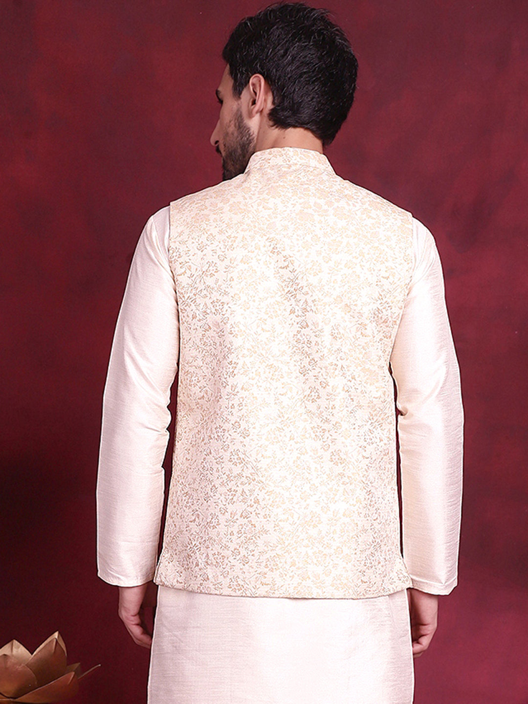 Men's Woven Design Nehru Jacket - Taantav