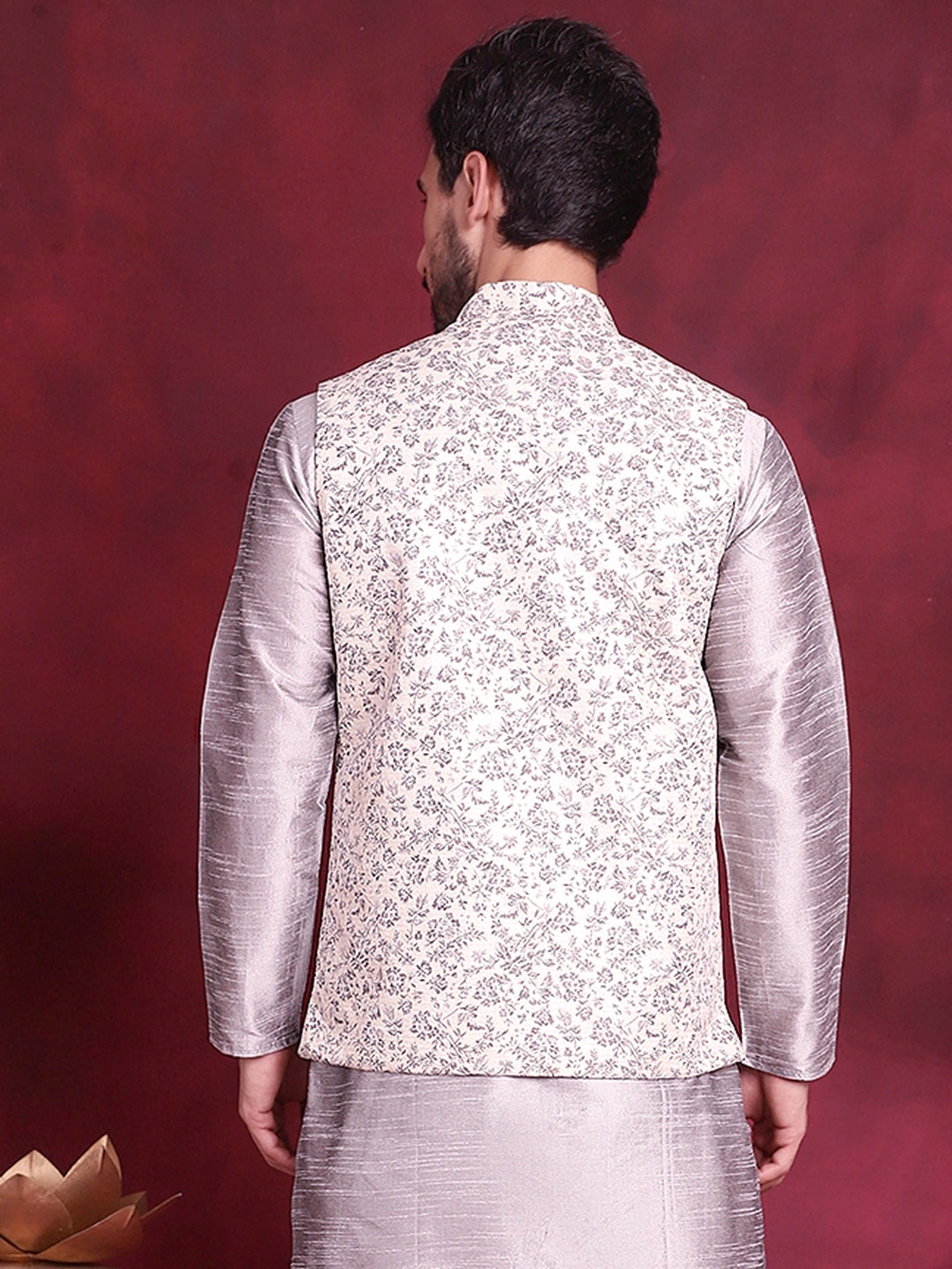 Men's Woven Design Nehru Jacket - Taantav