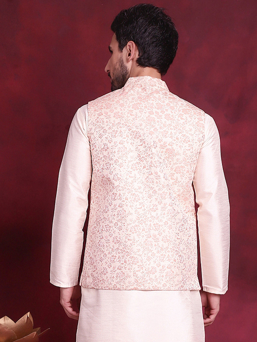 Men's Woven Design Nehru Jacket - Taantav