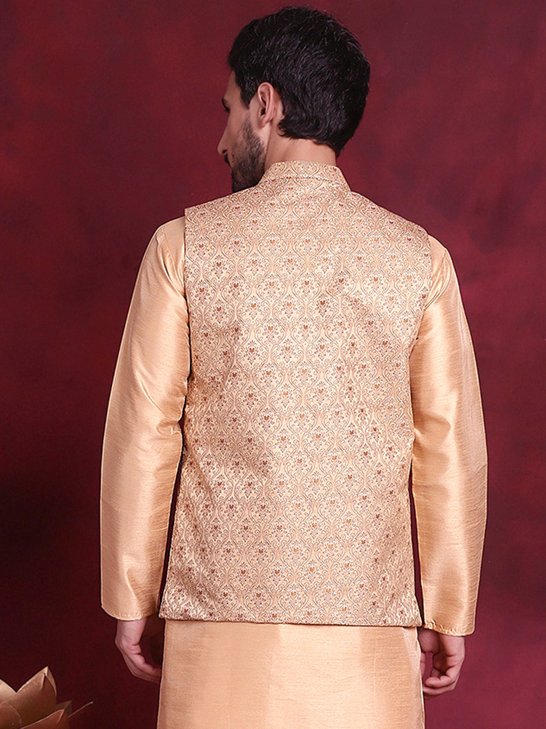 Men's Woven Design Nehru Jacket - Taantav