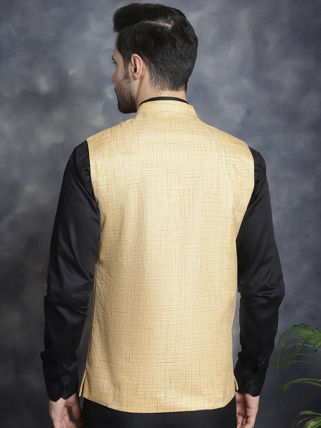 Men's Woven Design Nehru Jacket - Taantav