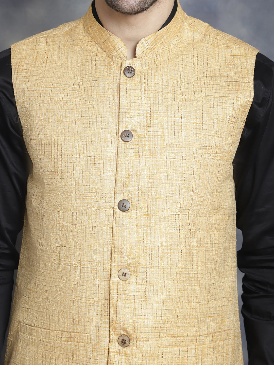 Men's Woven Design Nehru Jacket - Taantav