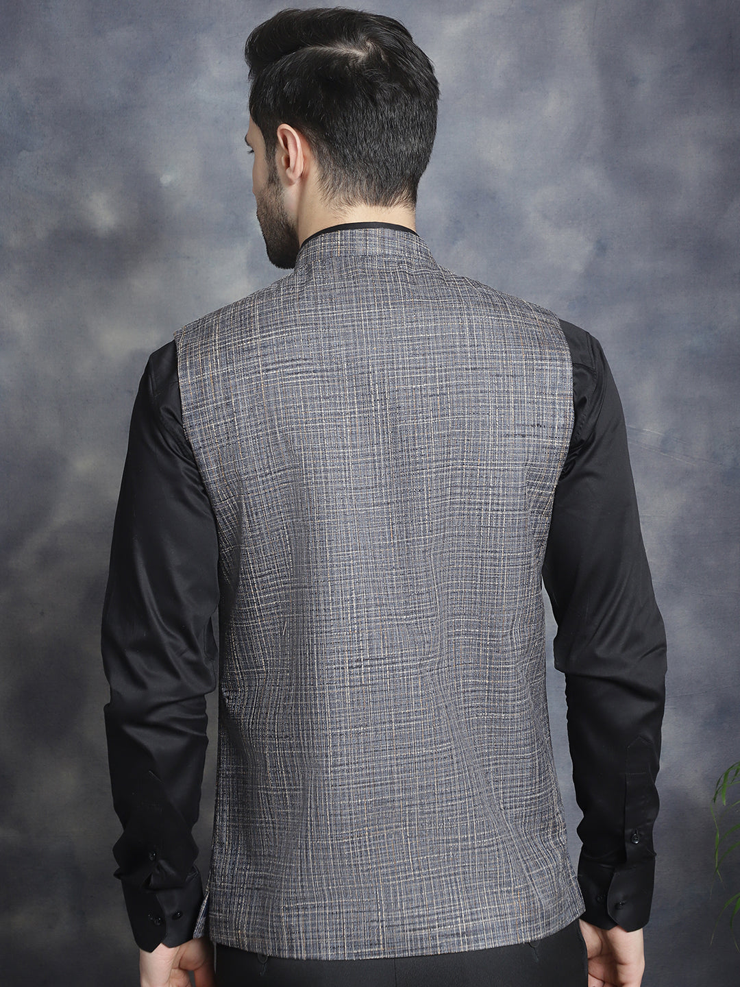 Men's Woven Design Nehru Jacket - Taantav