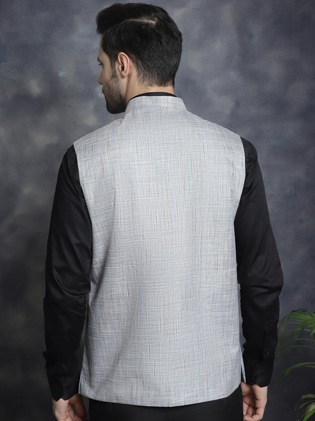 Men's Woven Design Nehru Jacket - Taantav