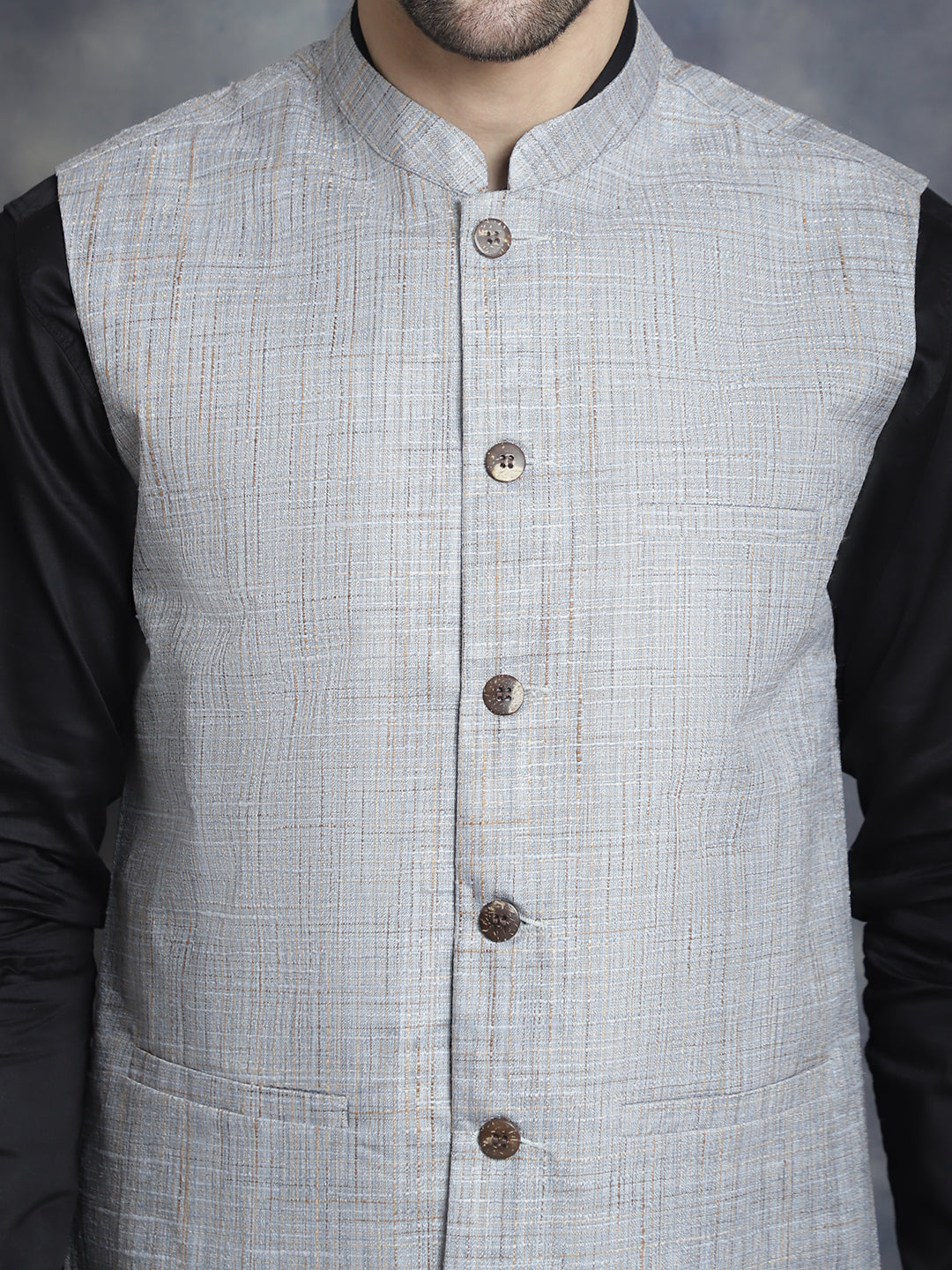 Men's Woven Design Nehru Jacket - Taantav