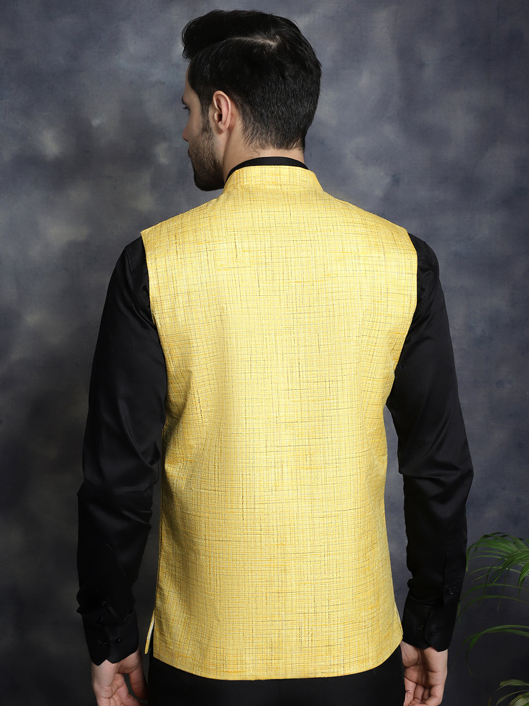 Men's Woven Design Nehru Jacket - Taantav