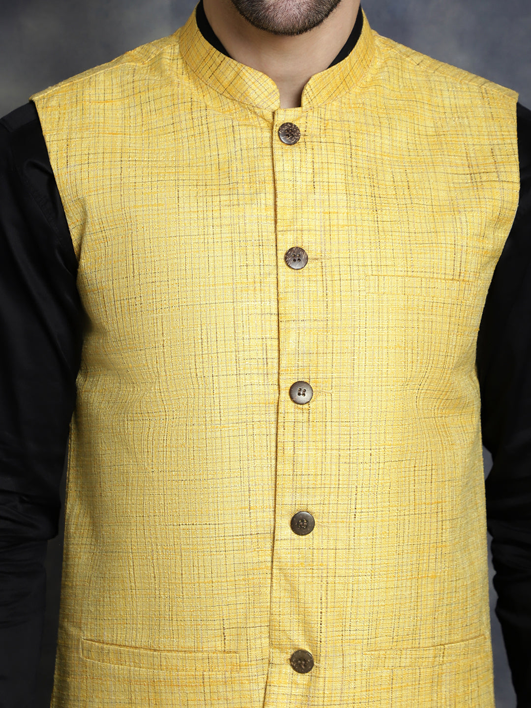 Men's Woven Design Nehru Jacket - Taantav