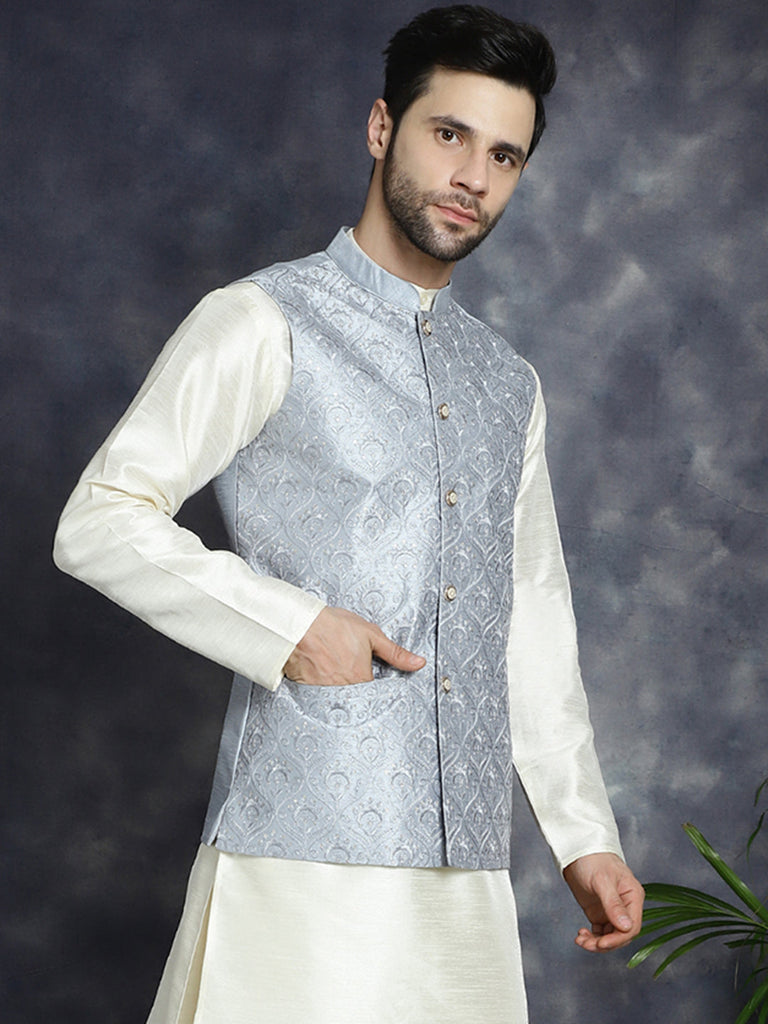 Men's Sequins and Embroidered Nehru Jacket