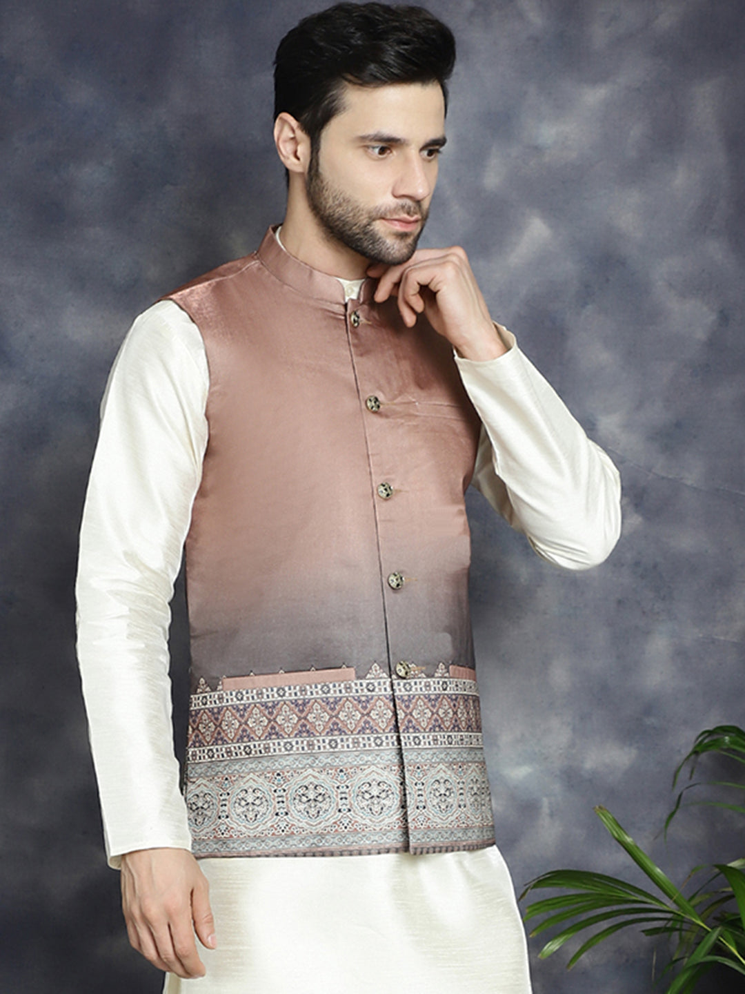 Men's Printed Nehru Jacket - Taantav