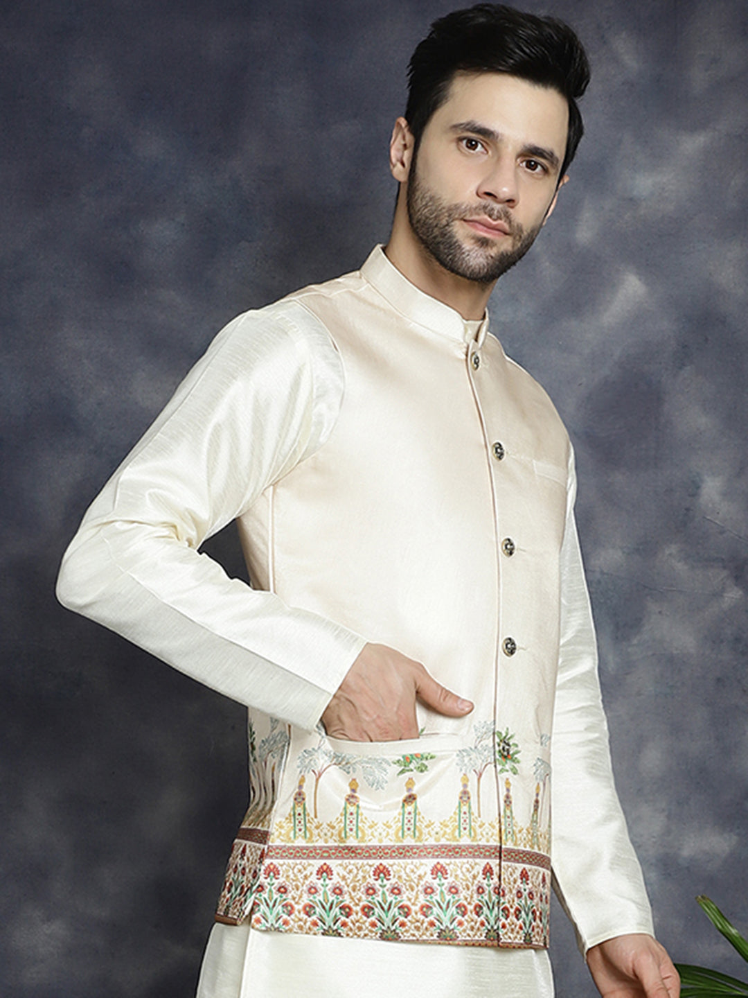 Men's Printed Nehru Jacket - Taantav