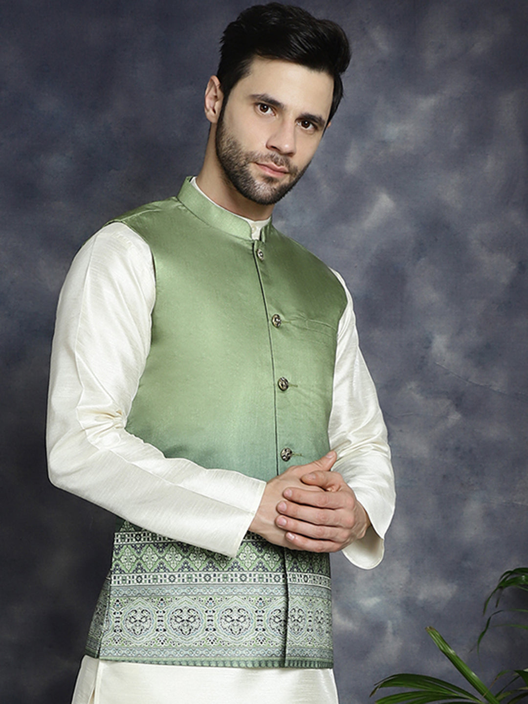 Men's Printed Nehru Jacket - Taantav