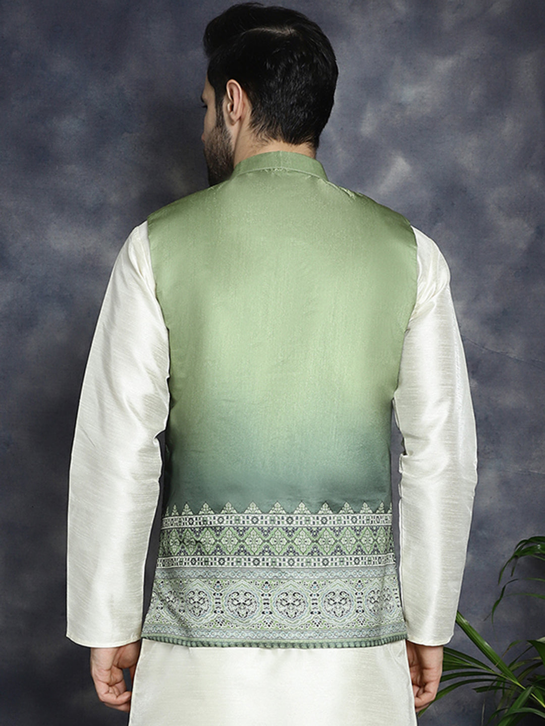 Men's Printed Nehru Jacket - Taantav