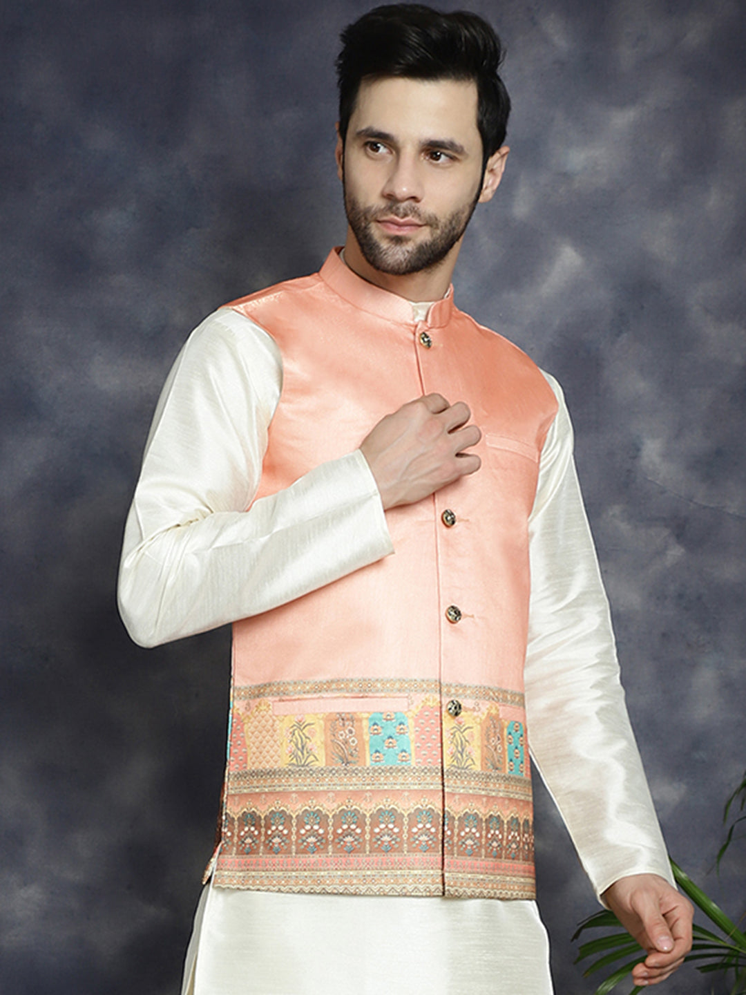 Men's Printed Nehru Jacket - Taantav