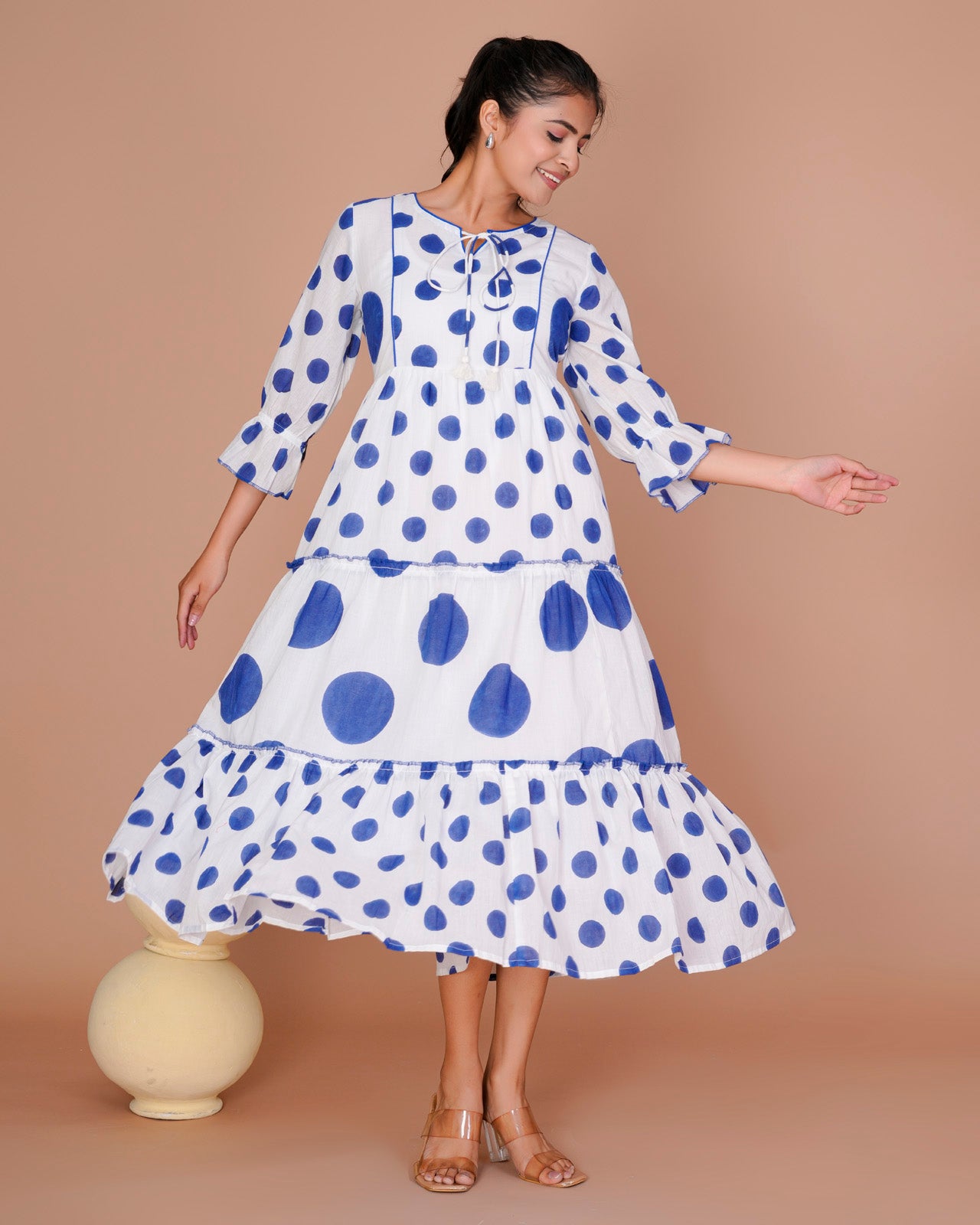 Women's Blue&White Cotton Block Print
Polka Dot Dresses