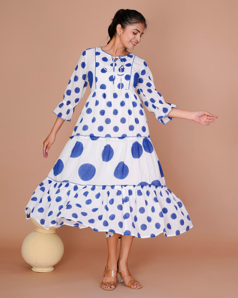 Women's Blue&White Cotton Block Print
Polka Dot Dresses