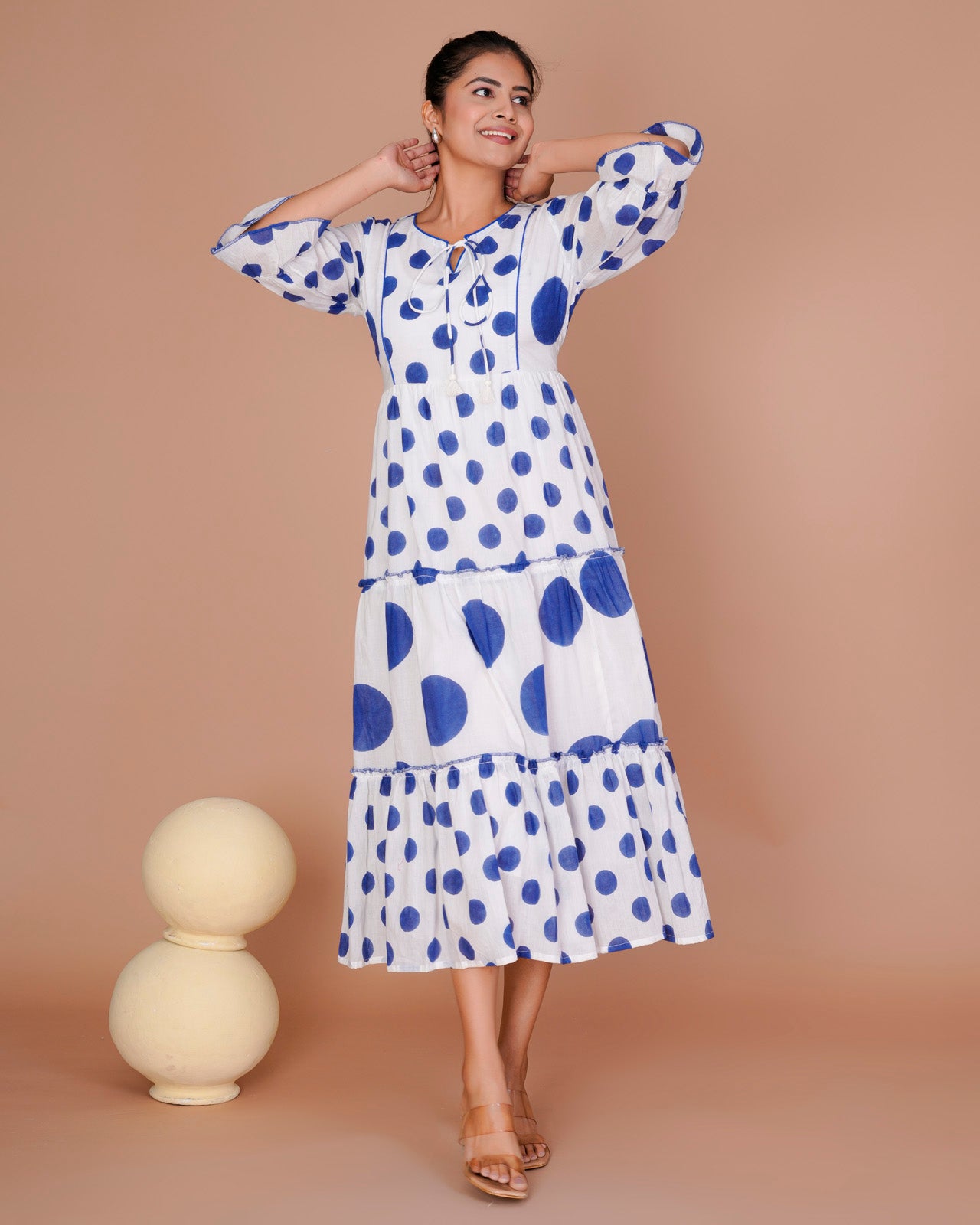 Women's Blue&White Cotton Block Print
Polka Dot Dresses