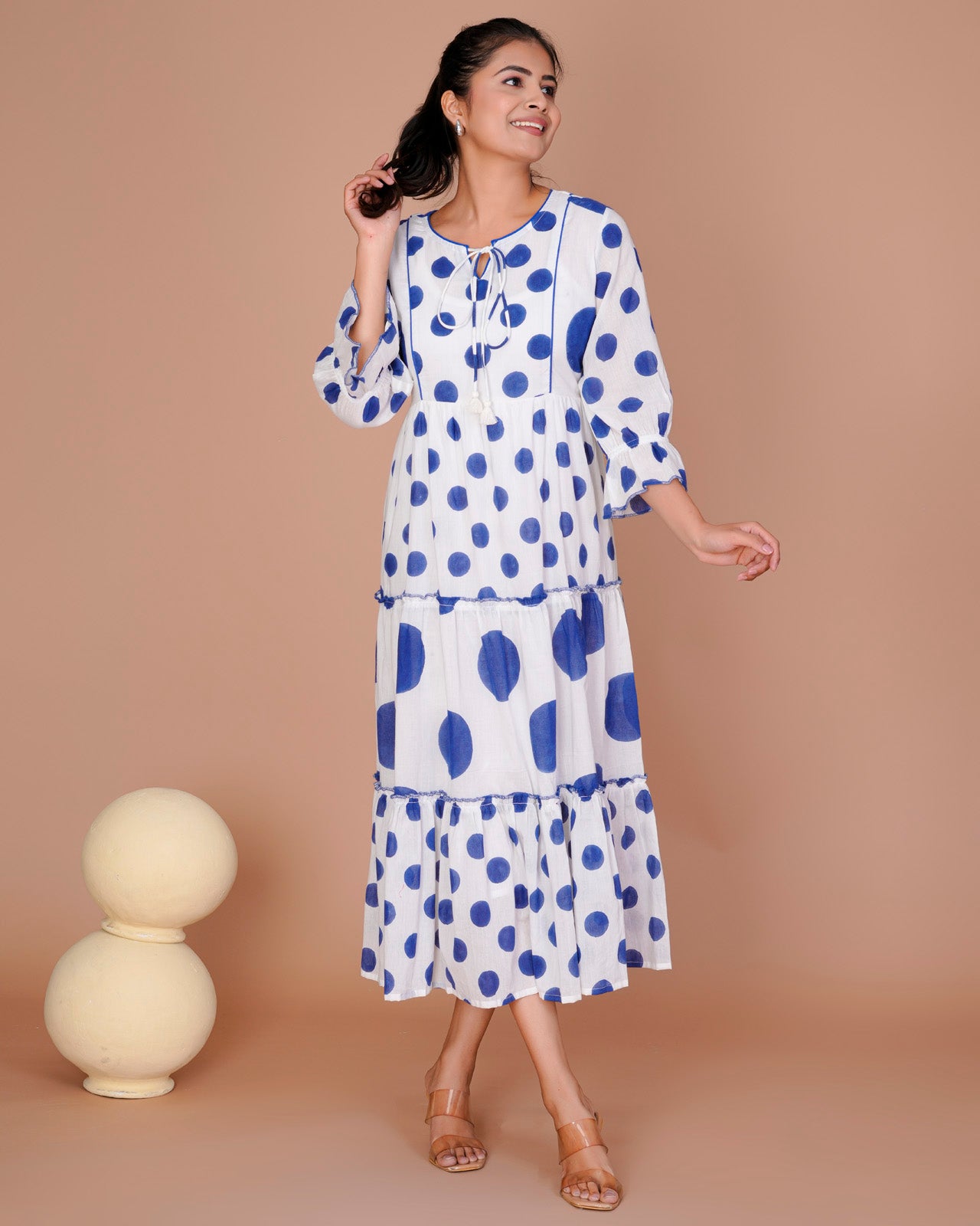 Women's Blue&White Cotton Block Print
Polka Dot Dresses