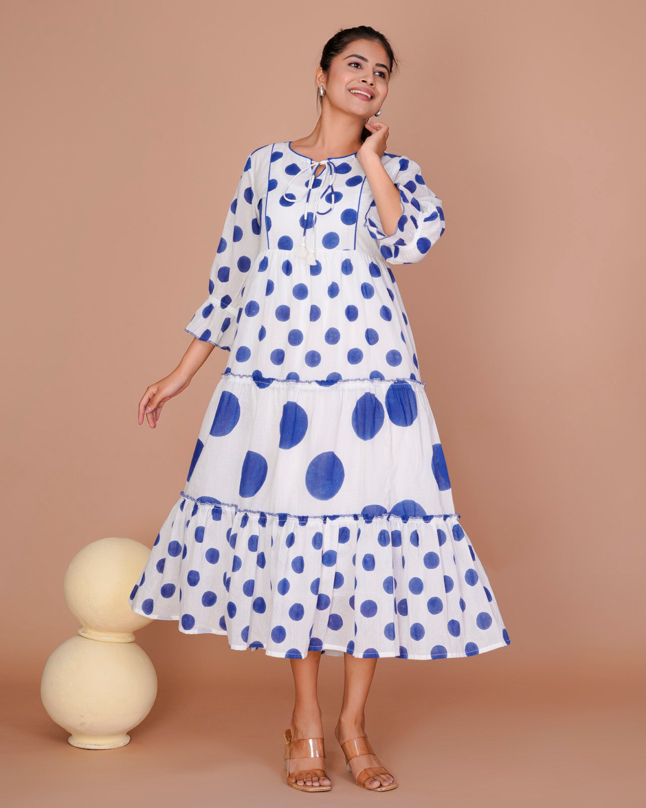 Women's Blue&White Cotton Block Print
Polka Dot Dresses