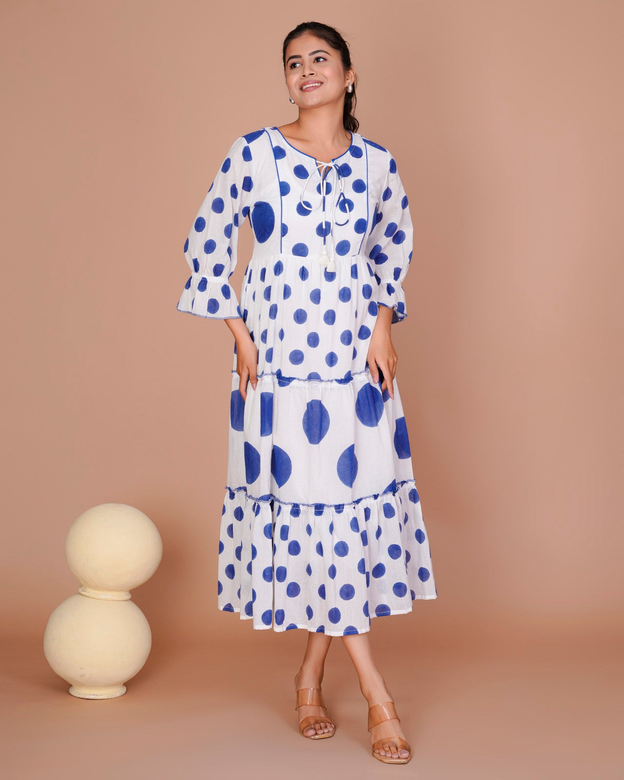 Women's Blue&White Cotton Block Print
Polka Dot Dresses