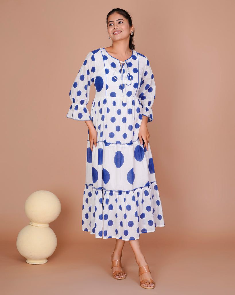 Women's Blue&White Cotton Block Print
Polka Dot Dresses