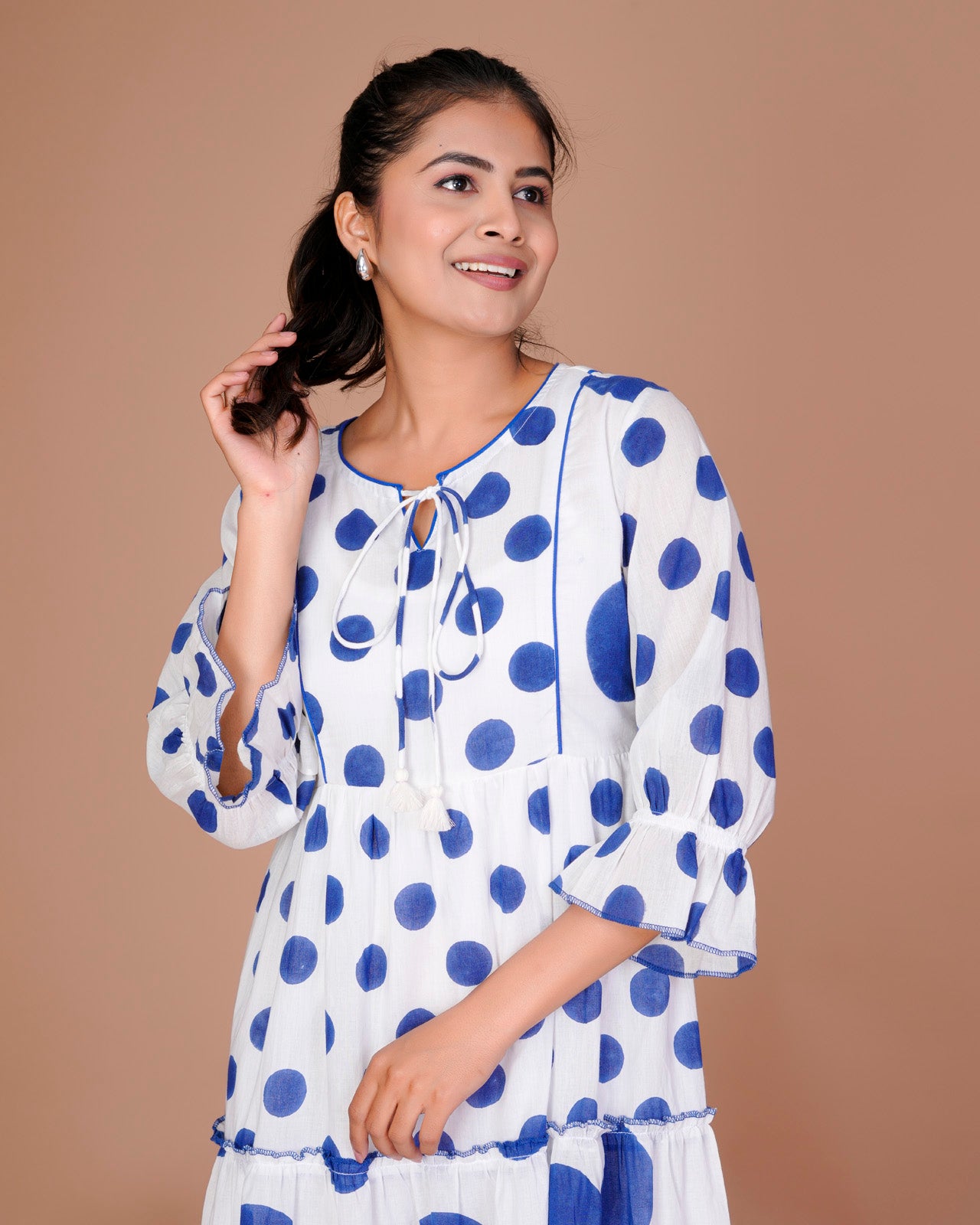 Women's Blue&White Cotton Block Print
Polka Dot Dresses