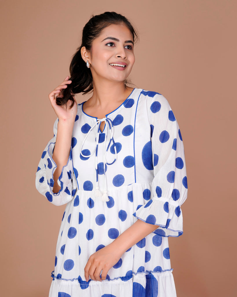 Women's Blue&White Cotton Block Print
Polka Dot Dresses