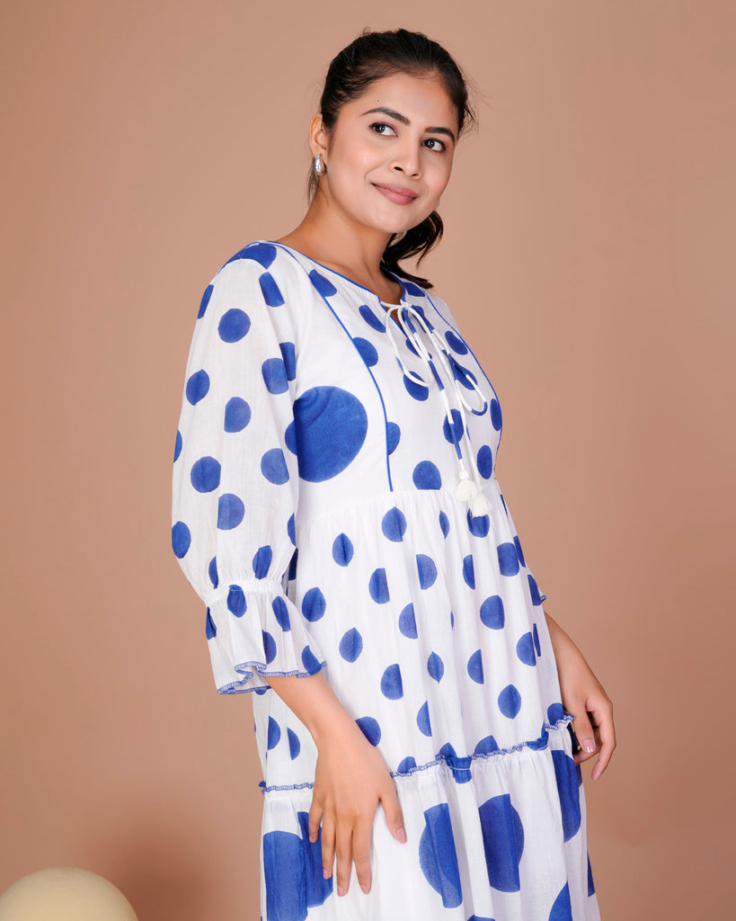Women's Blue&White Cotton Block Print
Polka Dot Dresses