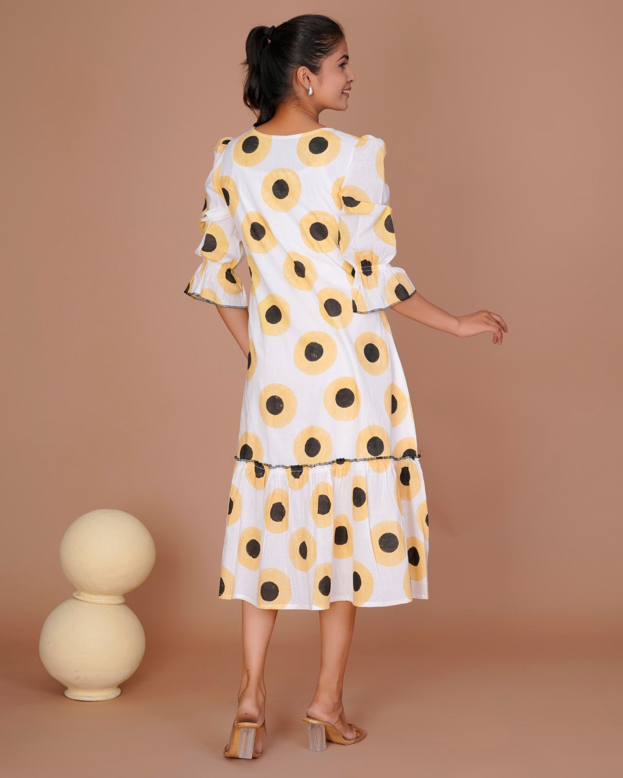 Women's Yellow Cotton Block Print
Polka Dot Dresses