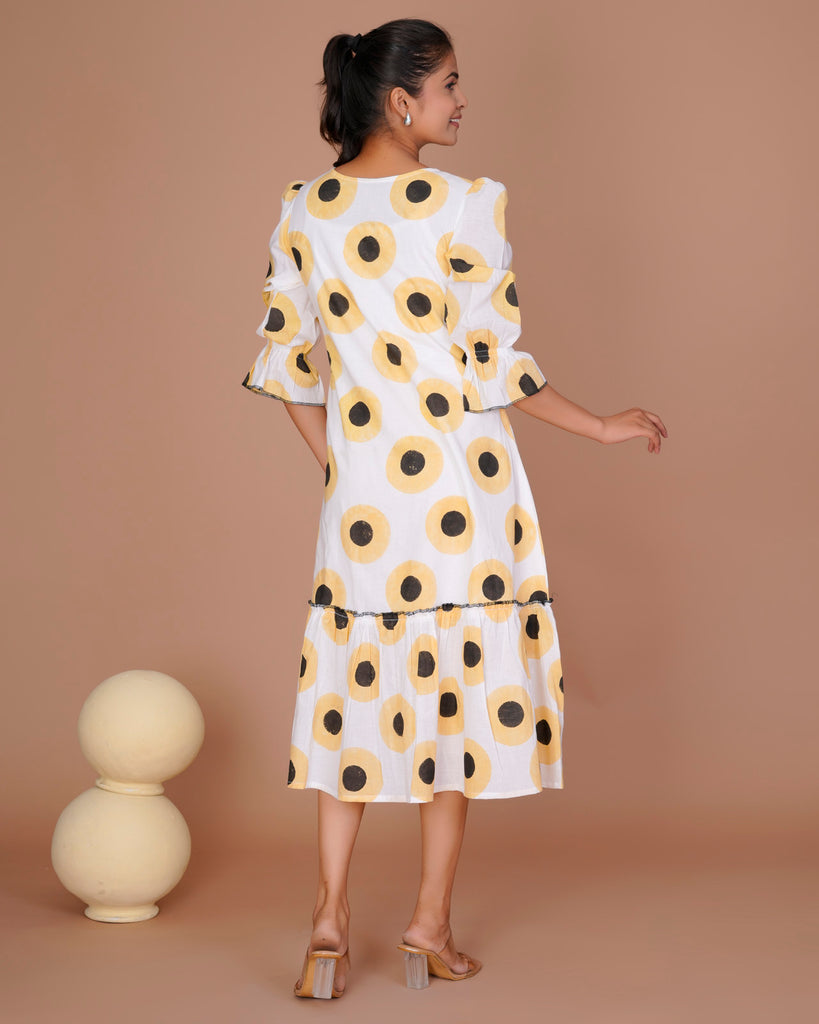 Women's Yellow Cotton Block Print
Polka Dot Dresses