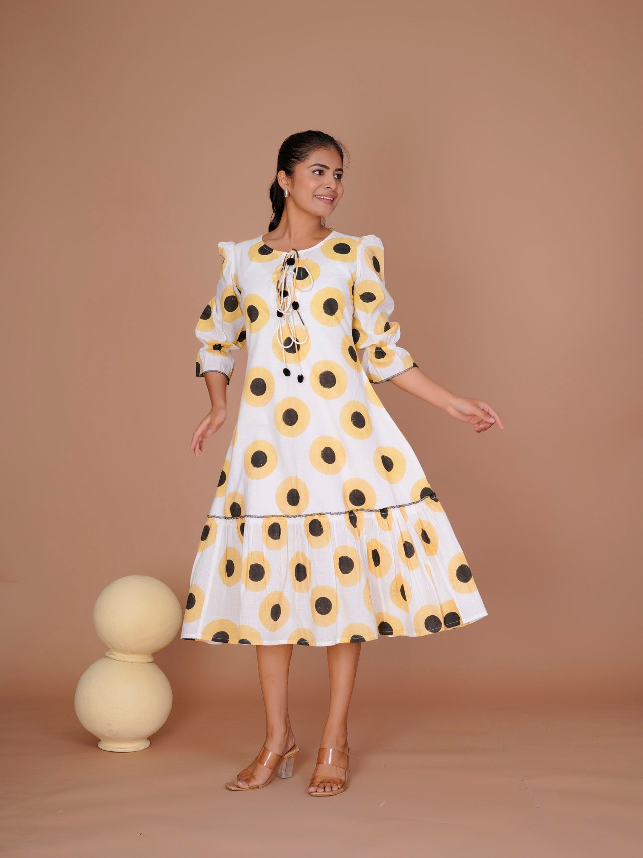 Women's Yellow Cotton Block Print
Polka Dot Dresses