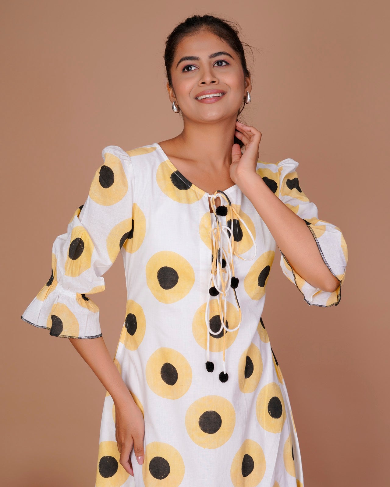Women's Yellow Cotton Block Print
Polka Dot Dresses