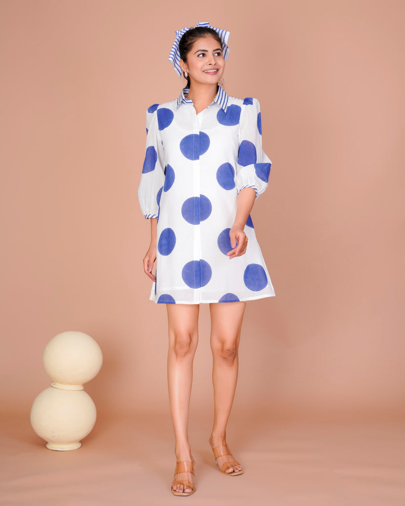 Women's Blue Cotton Block Print
Polka Dot Dresses