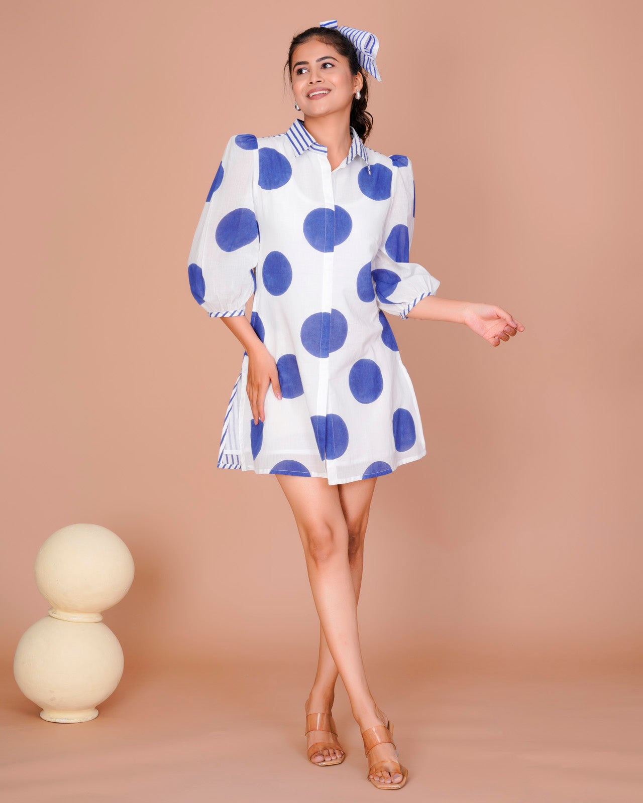 Women's Blue Cotton Block Print
Polka Dot Dresses