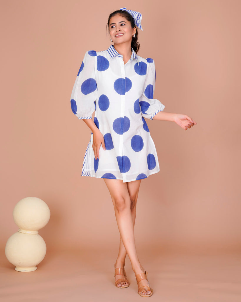 Women's Blue Cotton Block Print
Polka Dot Dresses