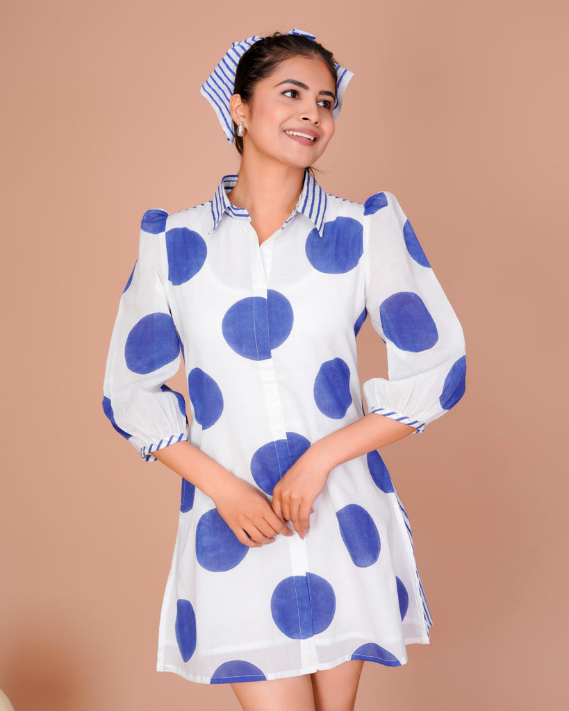 Women's Blue Cotton Block Print
Polka Dot Dresses