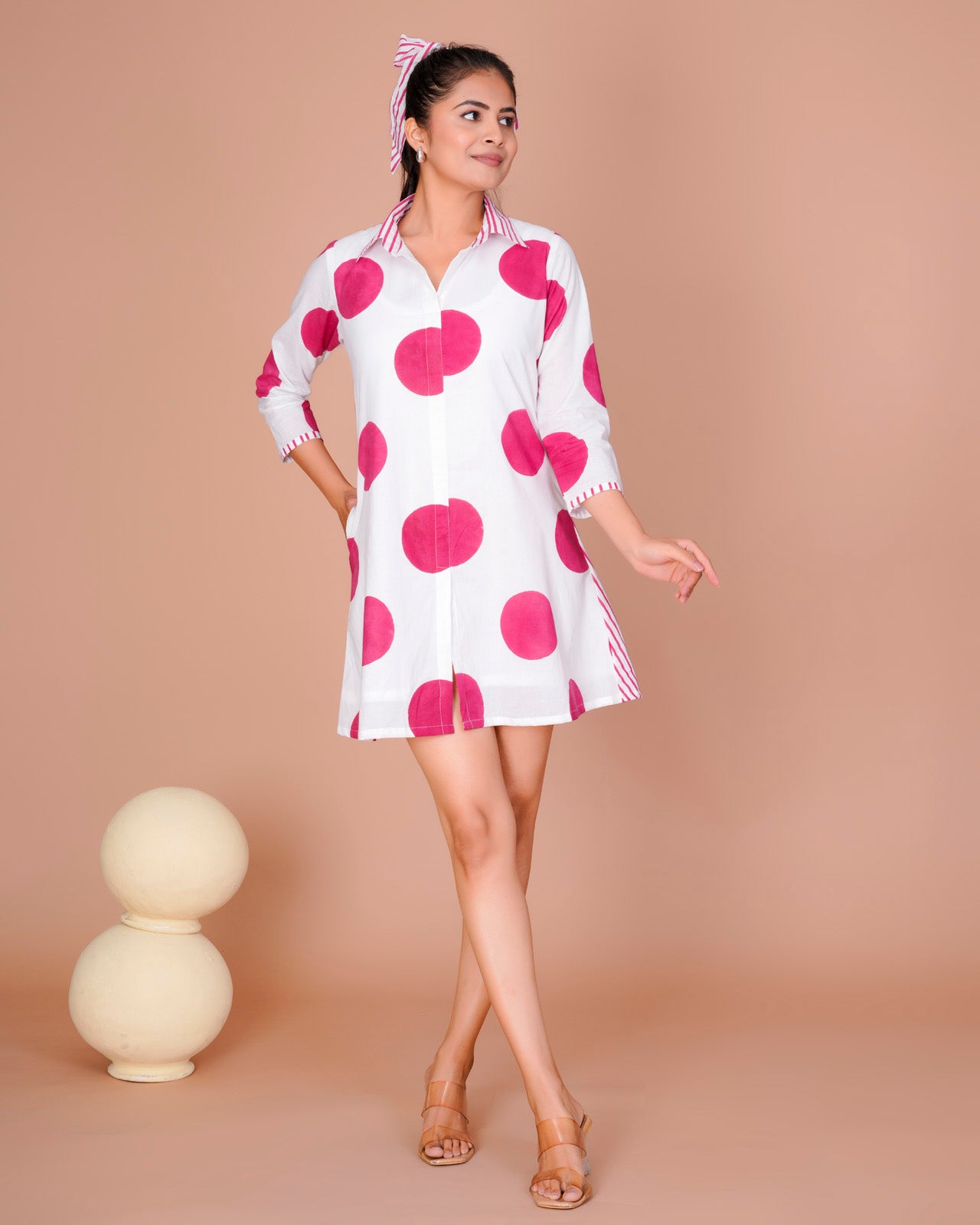 Women's Pink Cotton Block Print
Polka Dot Dresses