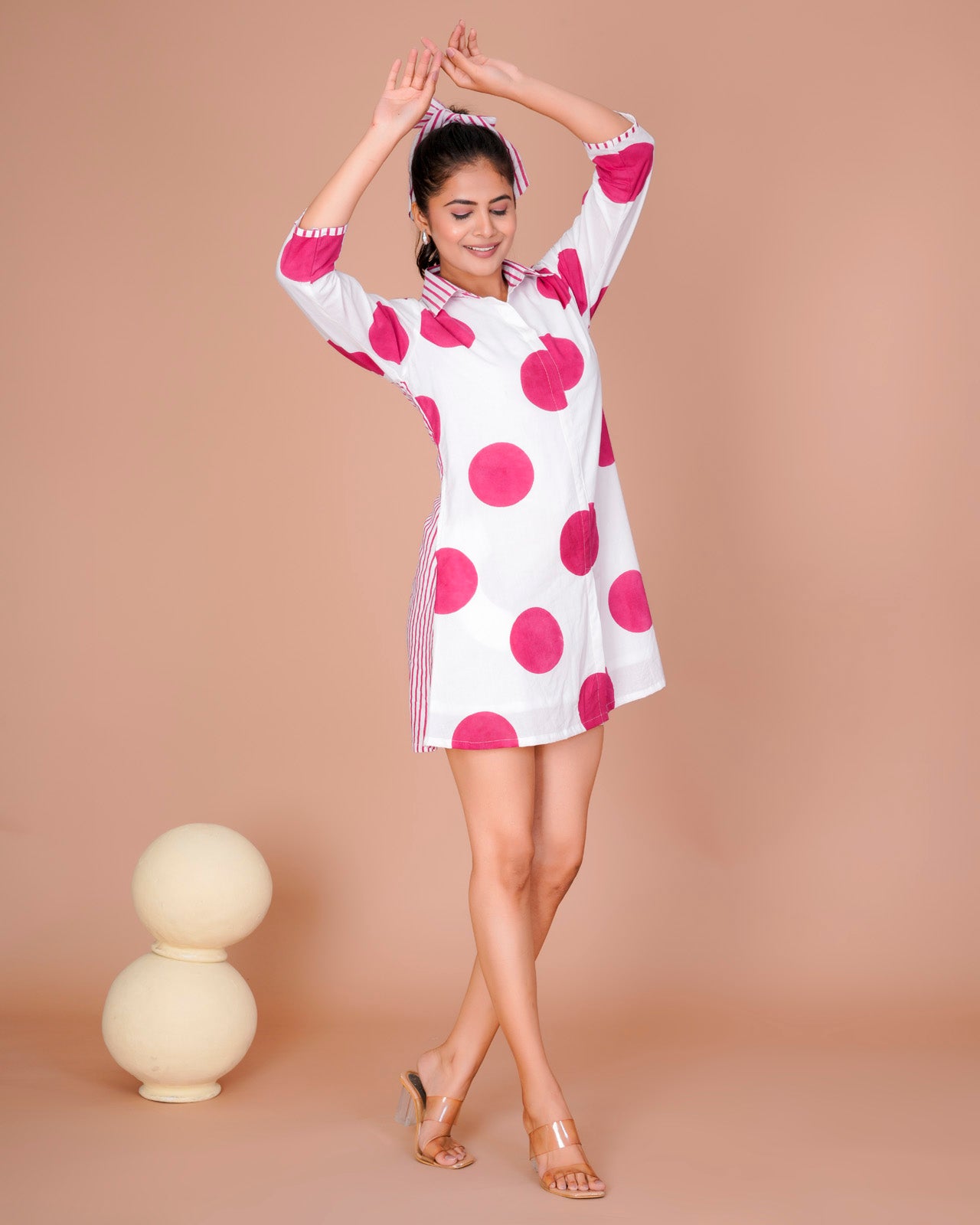 Women's Pink Cotton Block Print
Polka Dot Dresses