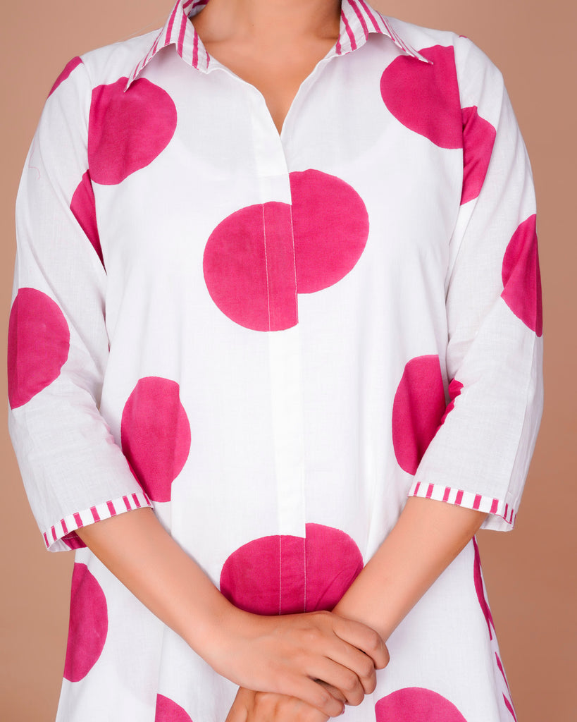 Women's Pink Cotton Block Print
Polka Dot Dresses