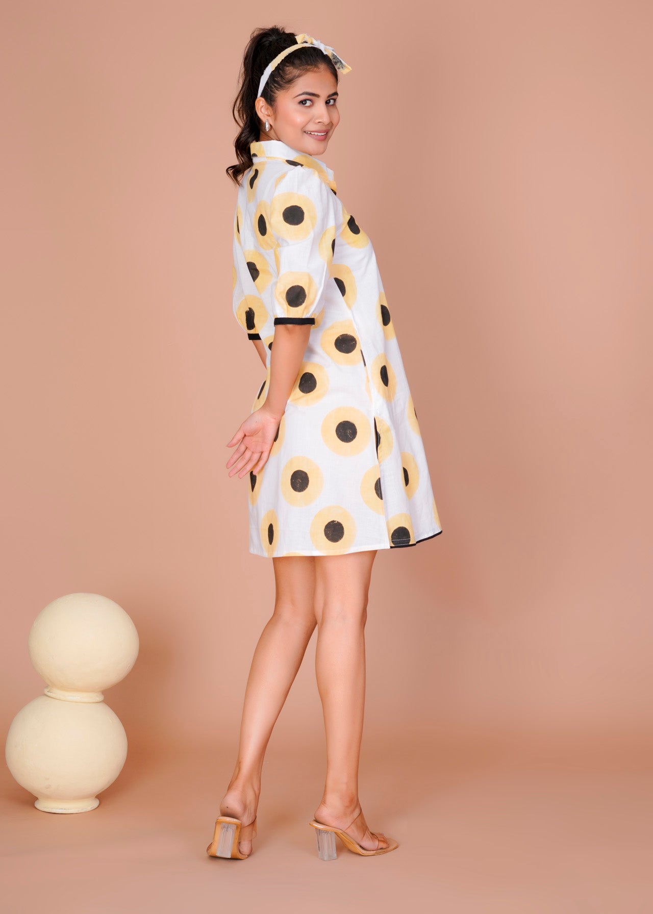 Women's Yellow Cotton Block Print
Polka Dot Dresses