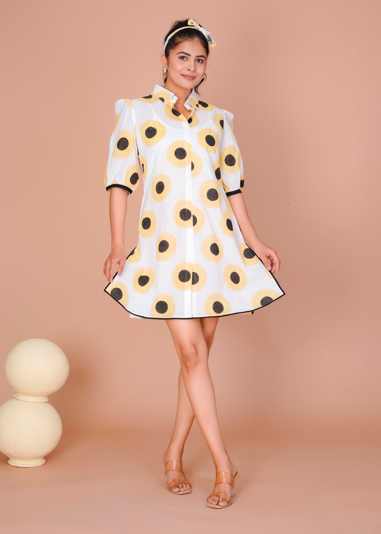 Women's Yellow Cotton Block Print
Polka Dot Dresses