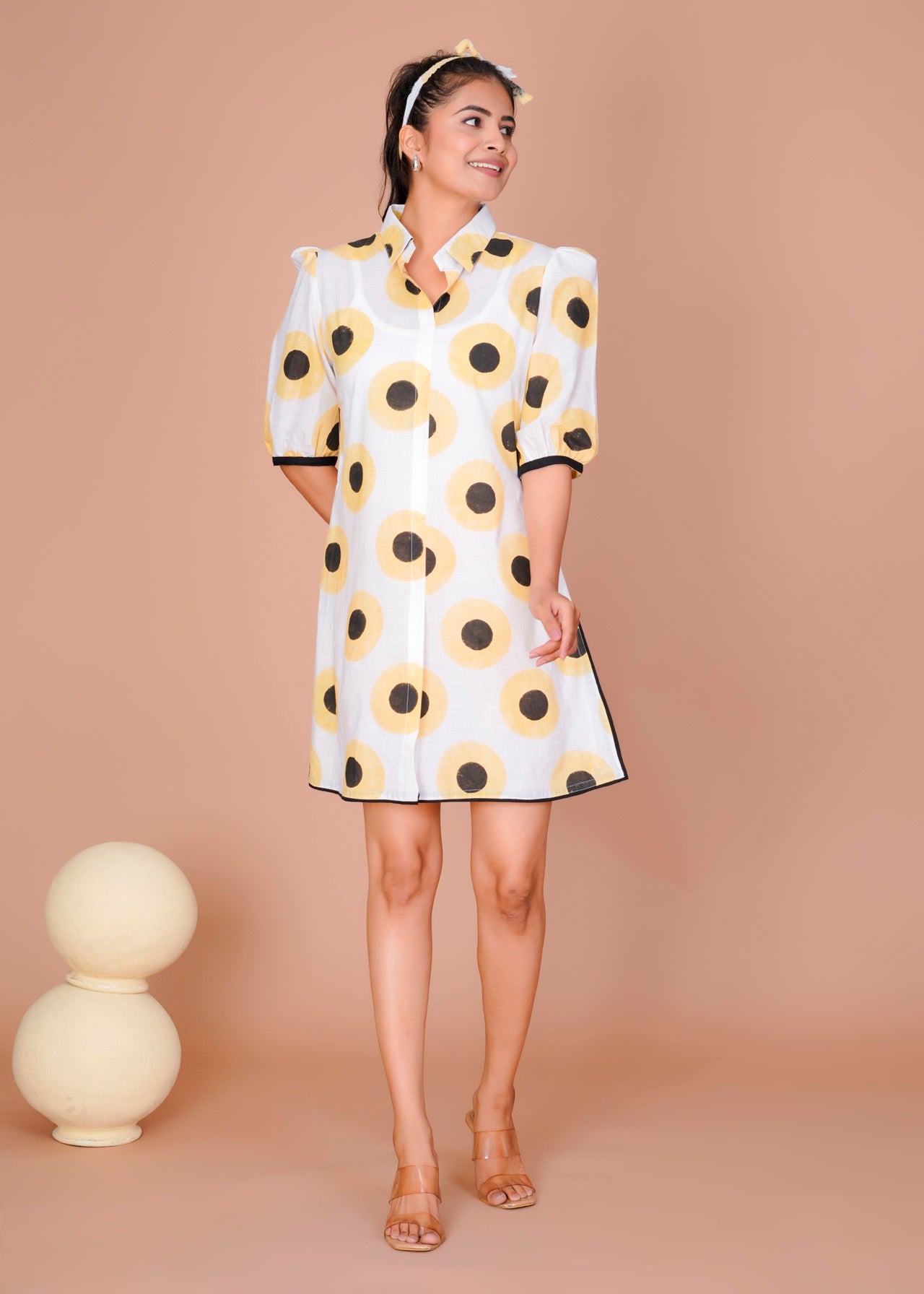 Women's Yellow Cotton Block Print
Polka Dot Dresses