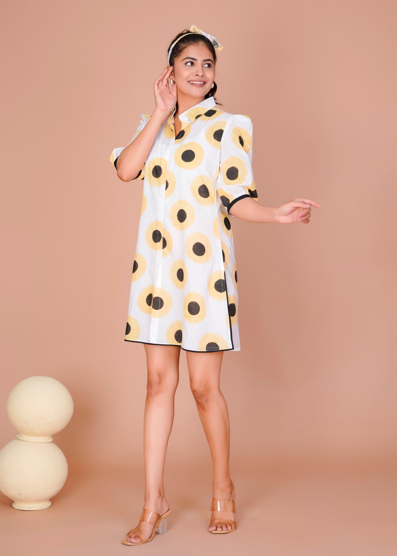 Women's Yellow Cotton Block Print
Polka Dot Dresses
